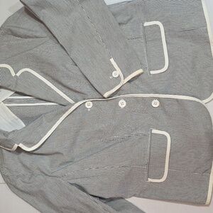 Liz Claiborne Women Gray and White Pinstriped Blazer Sz 18W Jacket Office Work